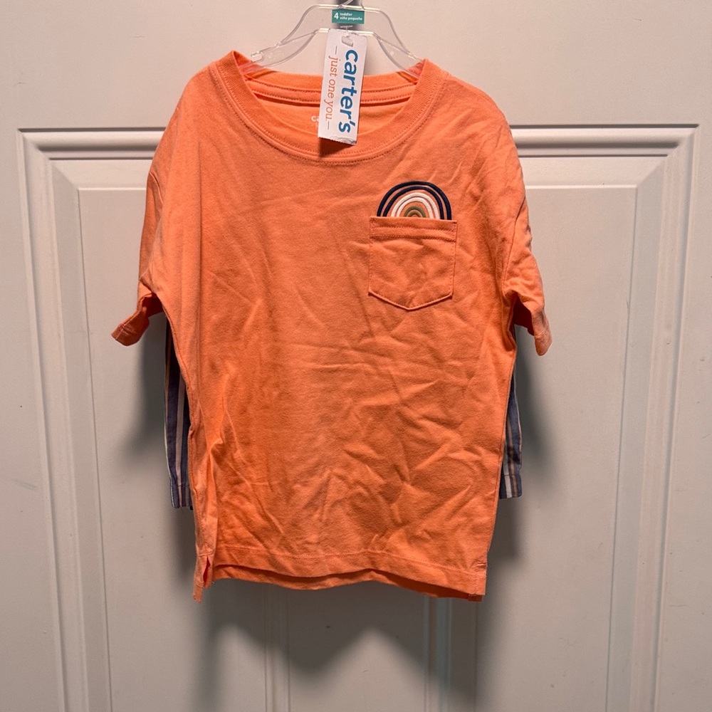 Carter's Vibrant Orange Tee with Rainbow Accent